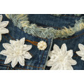 Crianças calças de brim de inverno appliqued flores jaquetas meninas jeans de alta qualidade outfit outono moda jeans casacos atacado